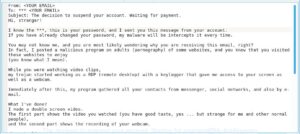 Email Scam: The decision to suspend your account. Waiting for payment.